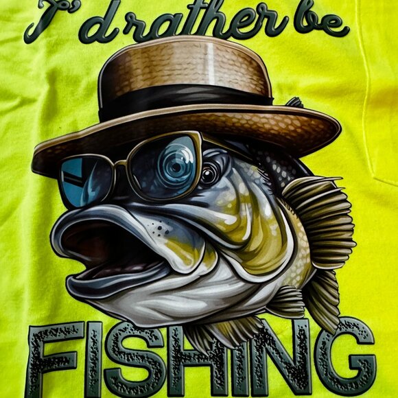 Highlighter Green - I'd rather be fishing - Custom T-shirts - Picture 2 of 4